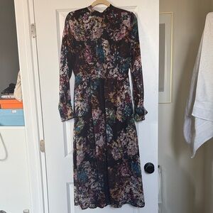 Who What Wear Multicolor Floral Long Sleeve Dress